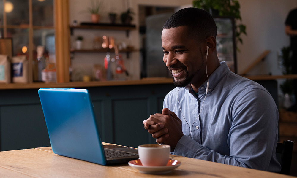Learner enjoying an engaging online class